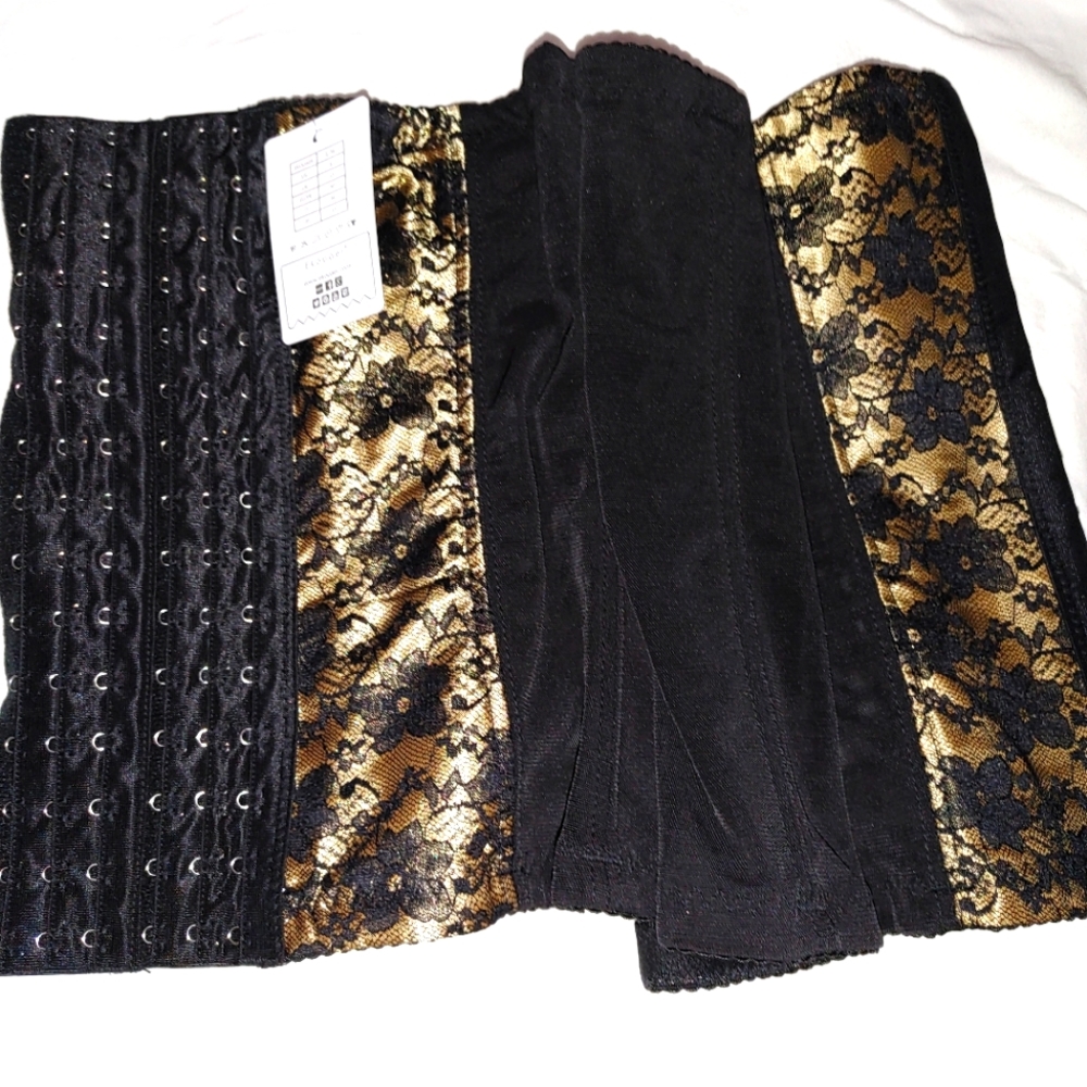 Ekouaer Waist Cincher Shaper Slimmer Underbust Steel Boned Corset Gold And Black